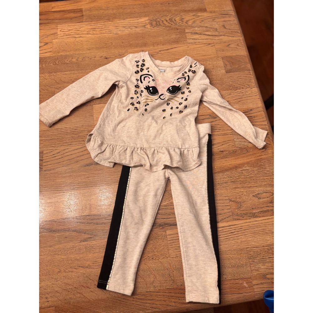 Kids Girls Leopard Face Long Sleeve Top Ruffle Pants‎ Set 2T Outfit Set Winter